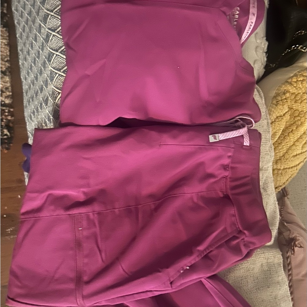 Fabletics Women's Bright Fuchsia Scrub Top & Pants